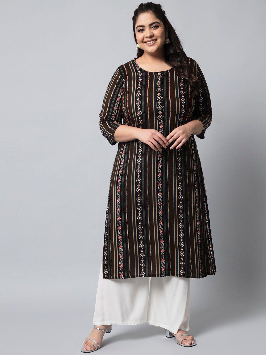 spera plus size women multicoloured striped kurta