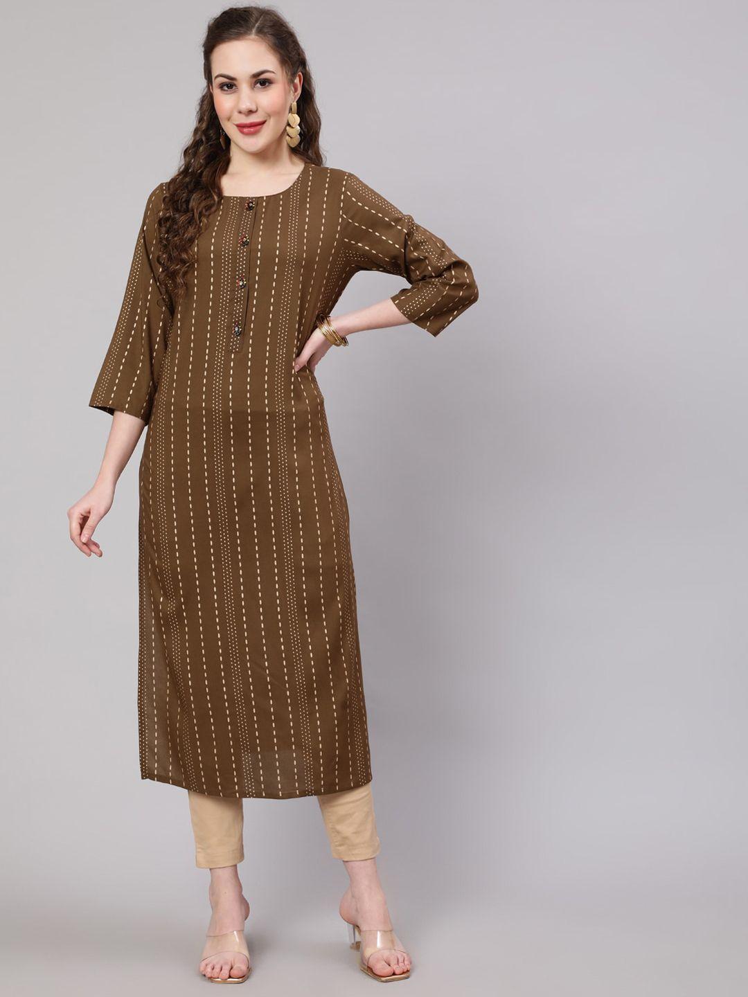 spera striped foil print rayon straight kurta