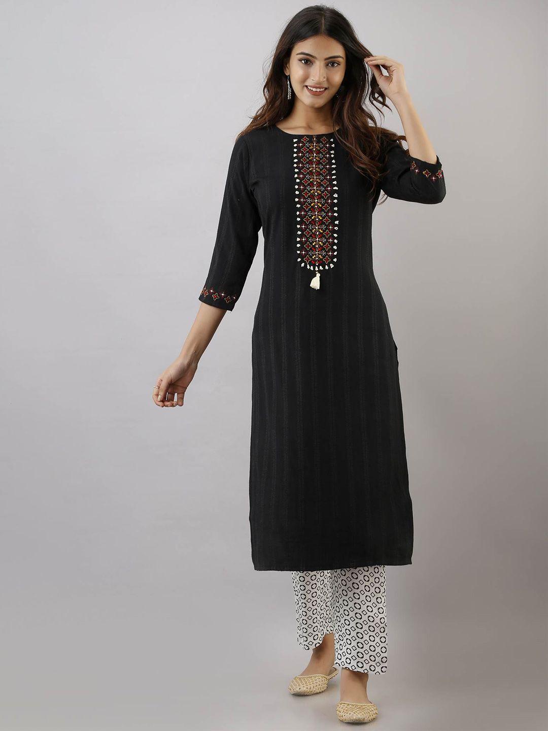 spera striped kantha work regular kurta with trousers