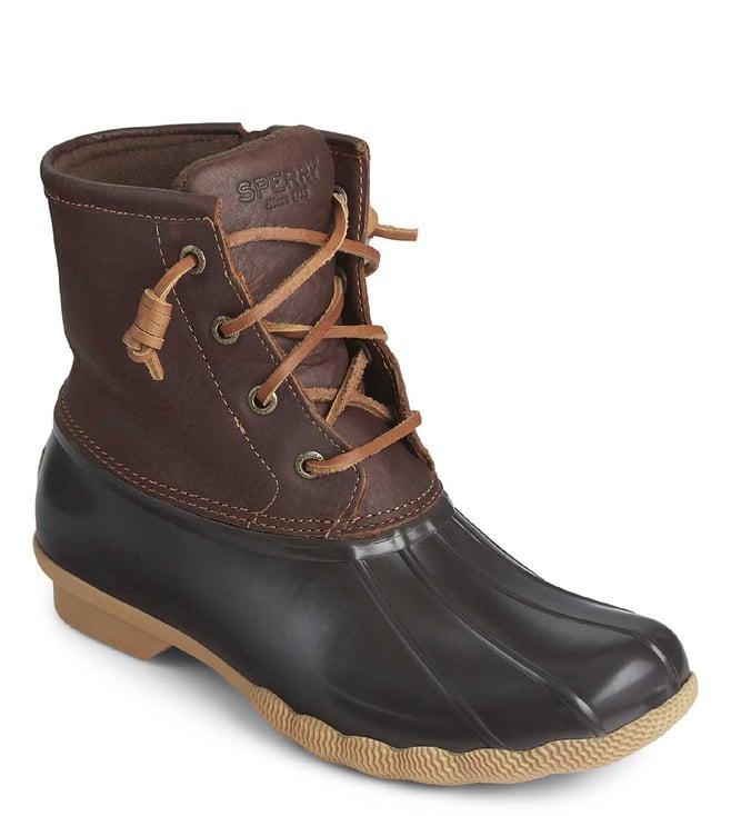 sperry men's top-sider saltwater tan & dark brown rain boots