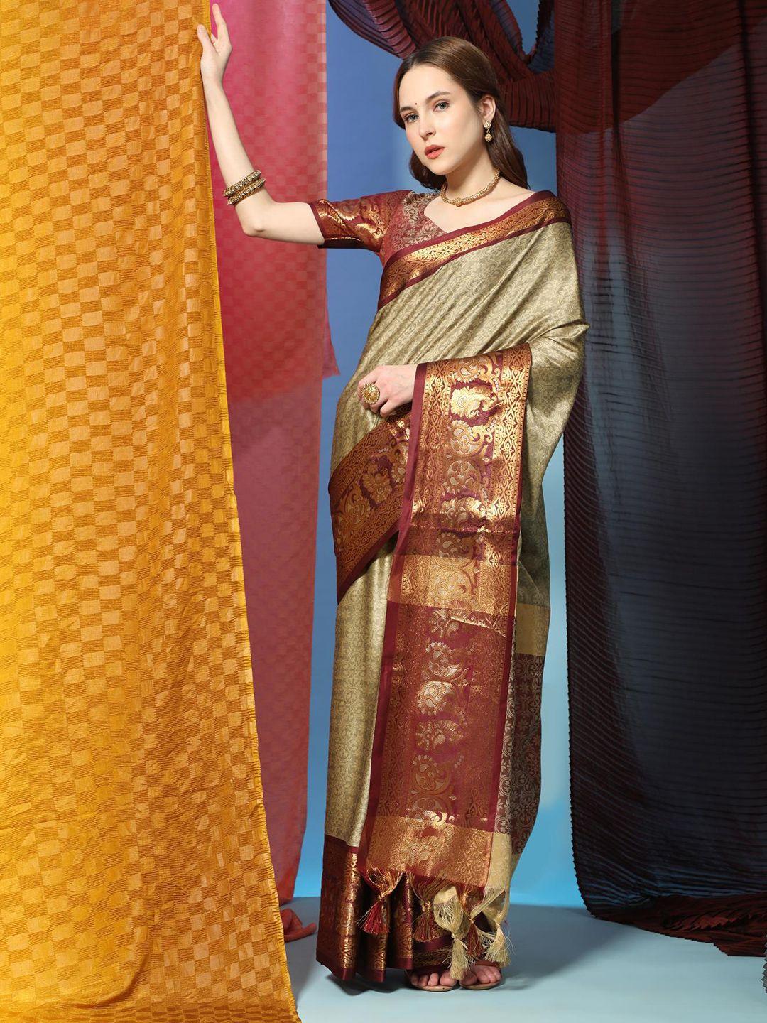 spetila floral woven design zari silk cotton maheshwari saree