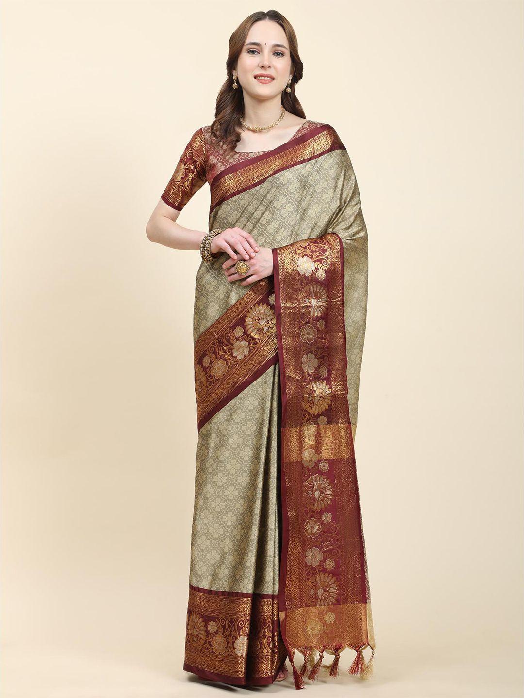 spetila floral woven design zari silk cotton maheshwari saree