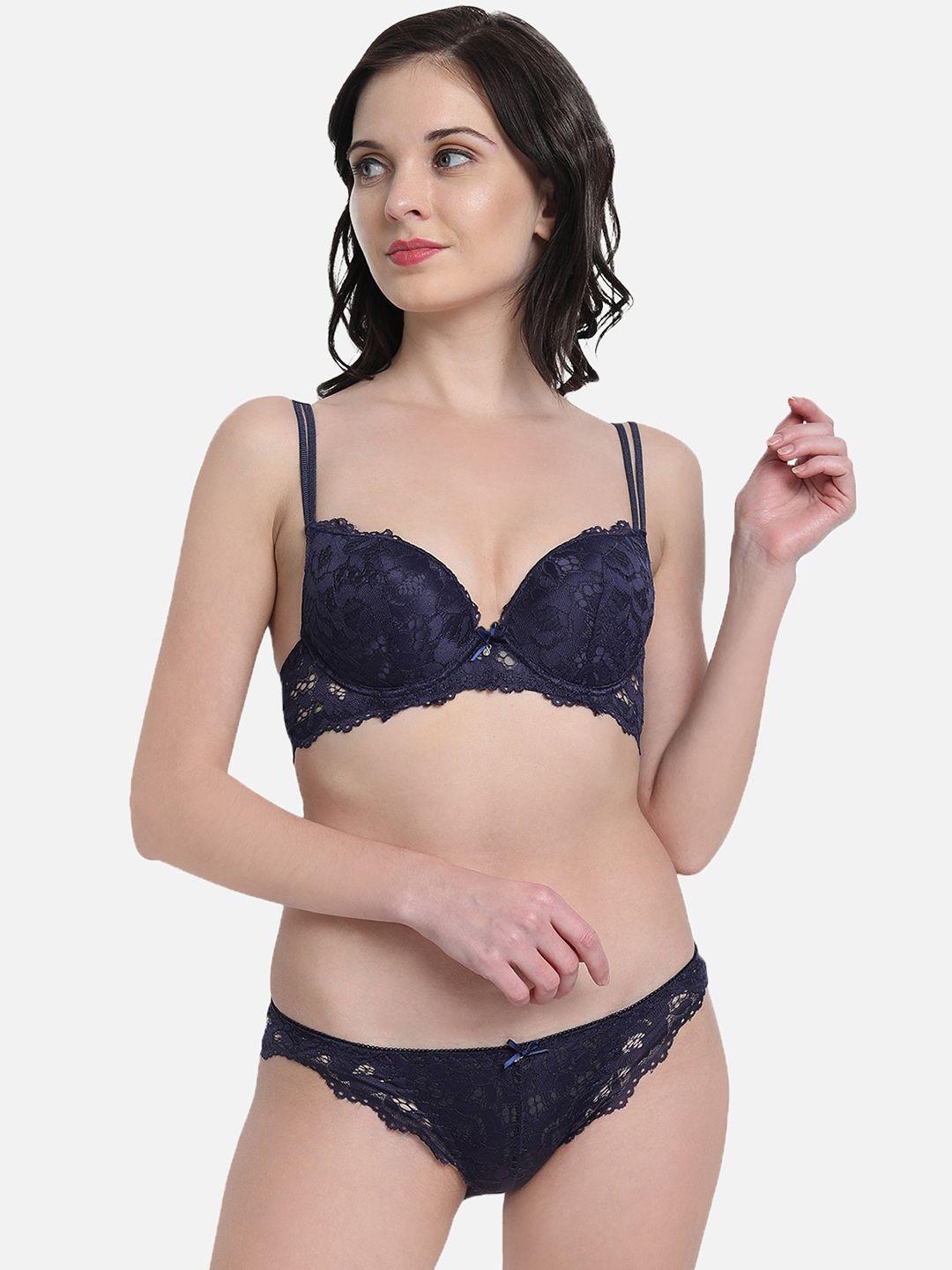 spiaty women blue self-design lingerie set sfh118_bl