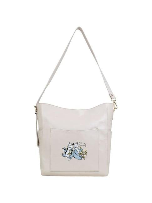 spice art cream solid large tote handbag