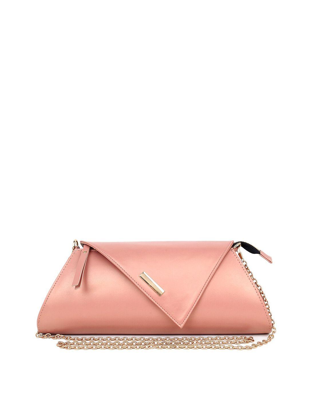 spice art peach-coloured solid envelope clutch