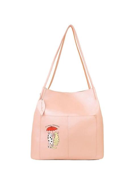 spice art pink solid large tote handbag