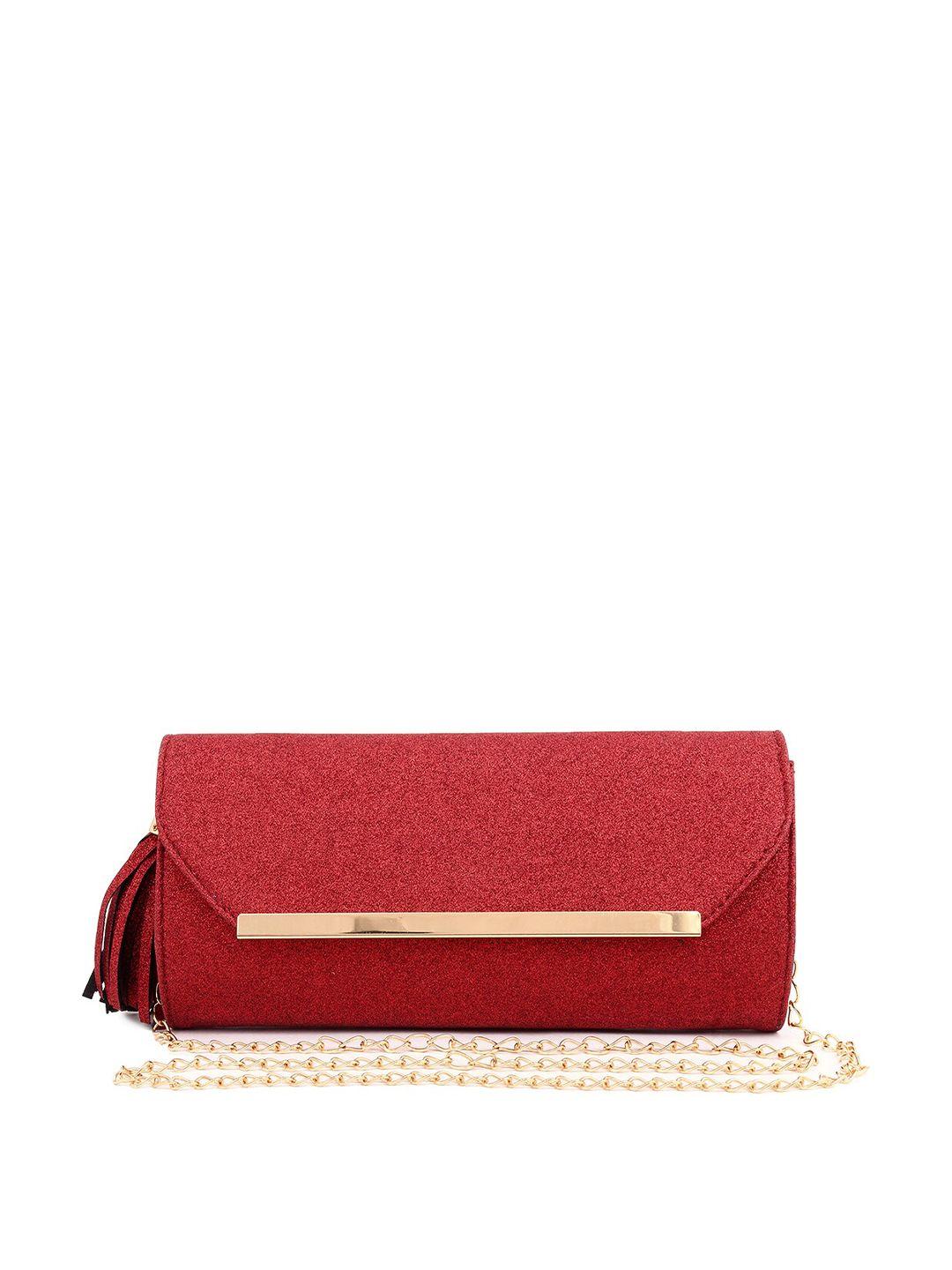 spice art red solid shimmer clutch