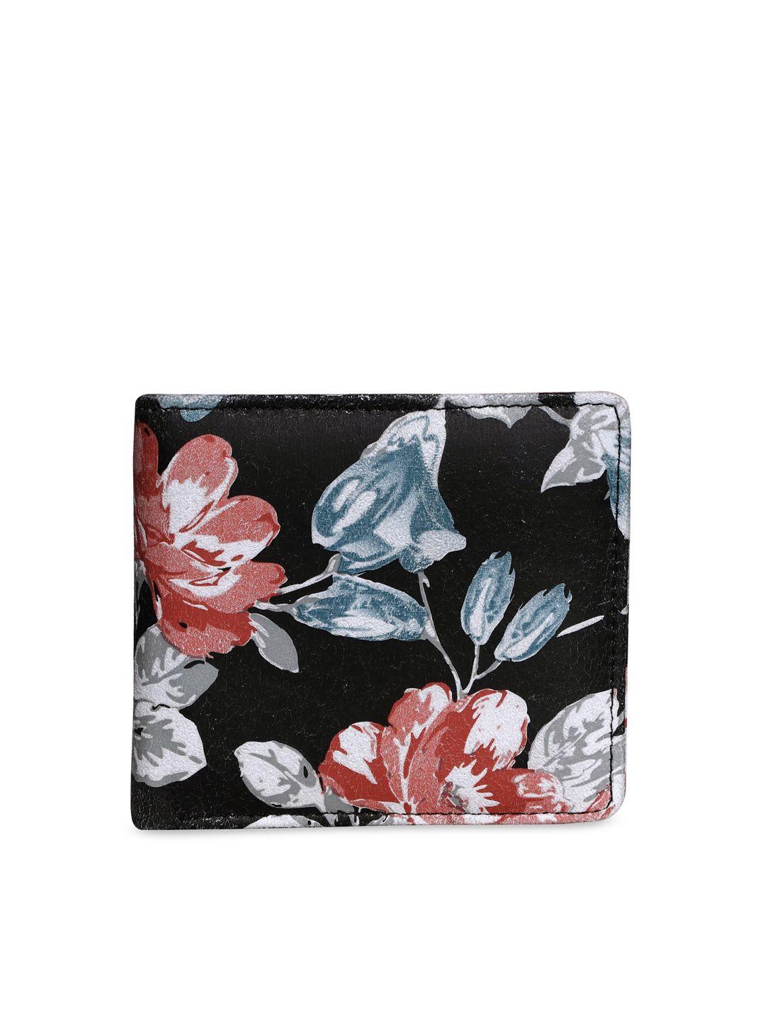 spice art women black printed two fold leather wallet