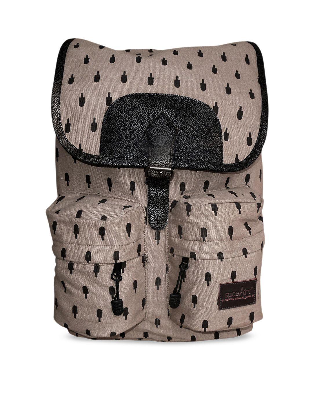 spice art women brown & black popsicle print backpack