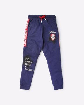 spider-man print joggers with insert pockets