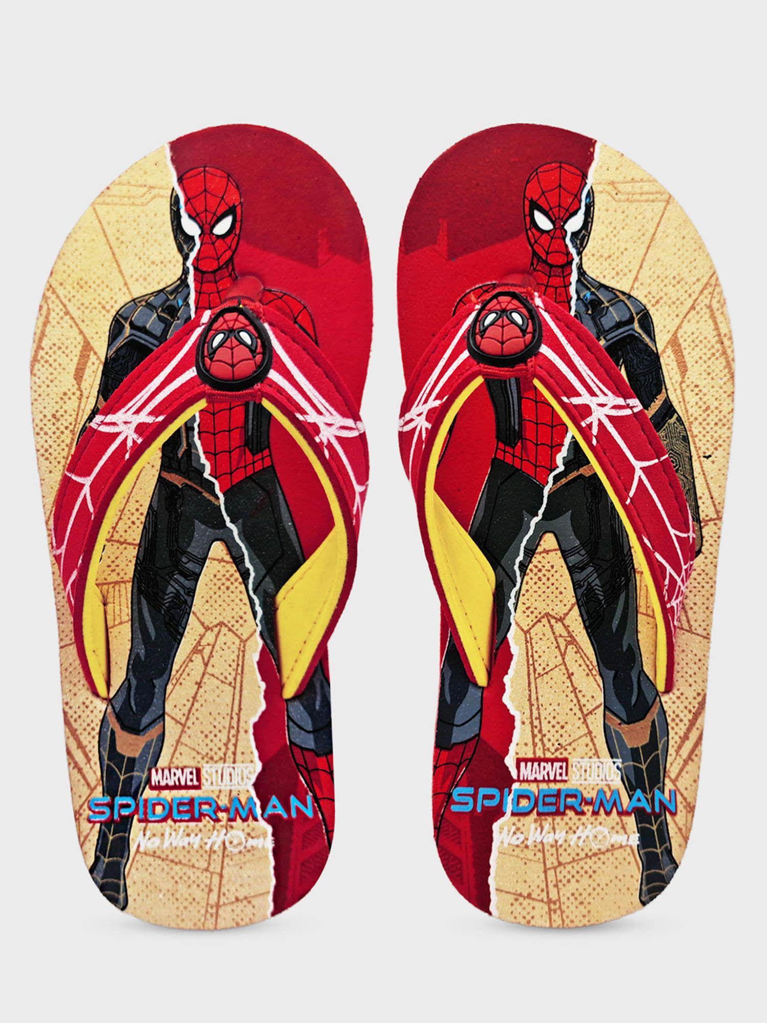 spider-man no way home featured yellow/red flip-flops for boys