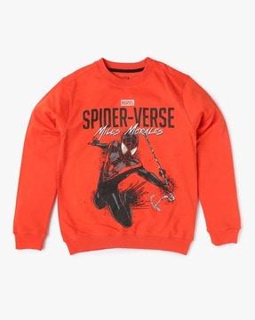 spider-man print crew-neck sweatshirt