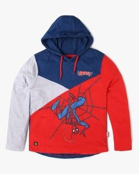 spider-man print hooded t-shirt