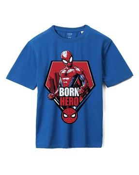 spider-man print loose fit crew-neck t-shirt