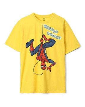 spider-man print loose fit crew-neck t-shirt