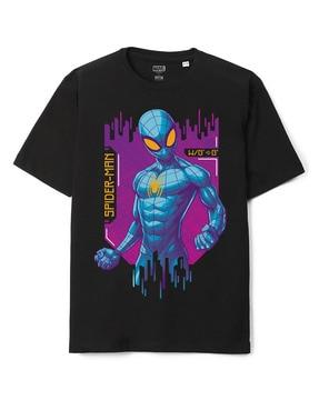 spider-man print loose fit crew-neck t-shirt