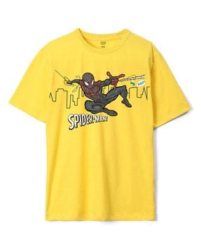 spider-man print loose fit crew-neck t-shirt