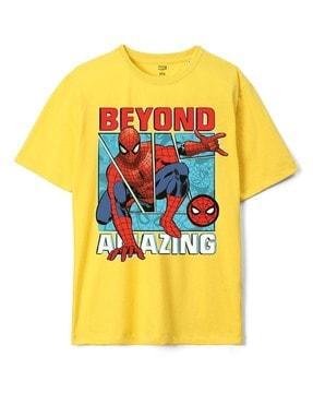 spider-man print loose fit crew-neck t-shirt