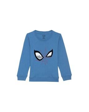 spider-man print ribbed hems sweatshirt