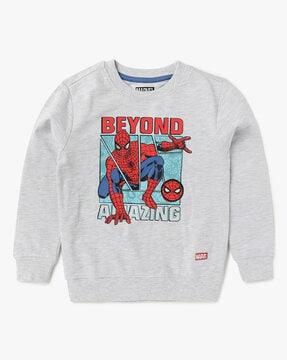 spider man print round-neck sweatshirt