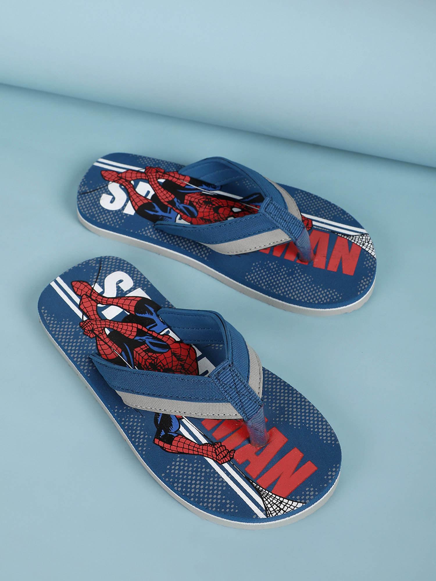 spider man printed kids boys blue flipflops