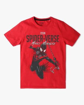 spider-men print relaxed fit crew-neck t-shirt