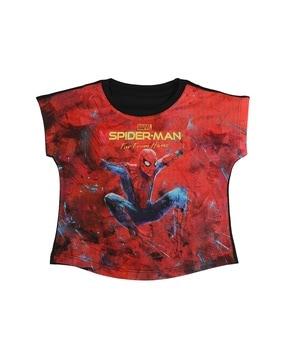 spiderman print round-neck top