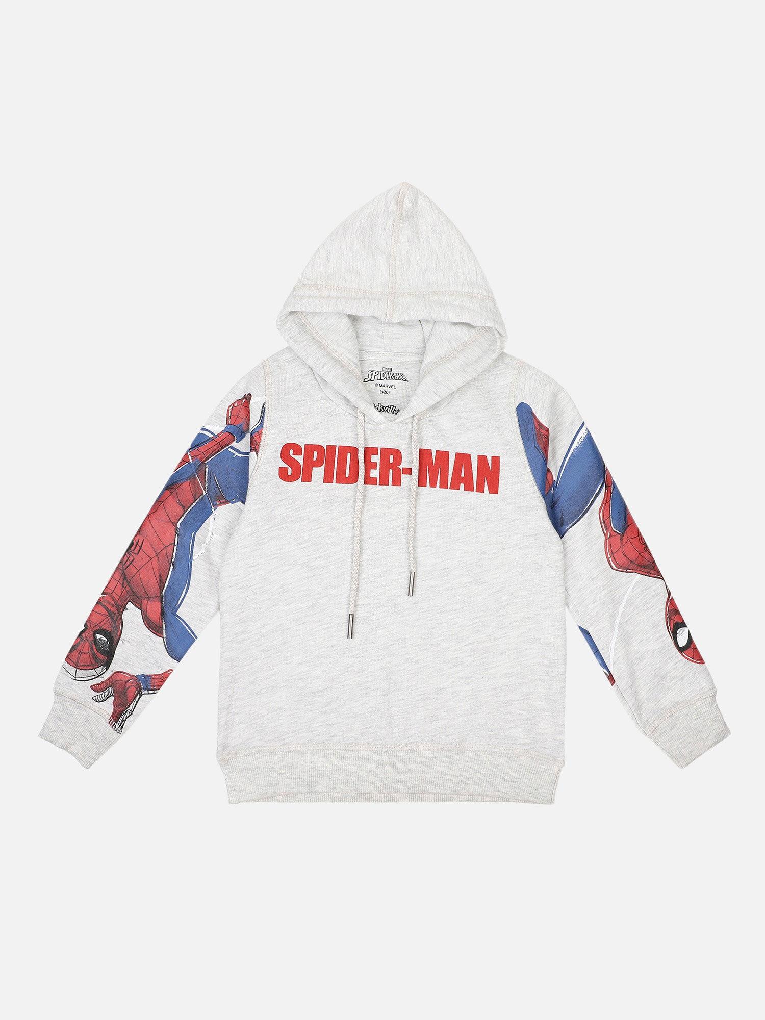 spiderman featured grey hoodie for boys