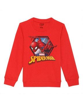 spiderman print crew-neck sweatshirt