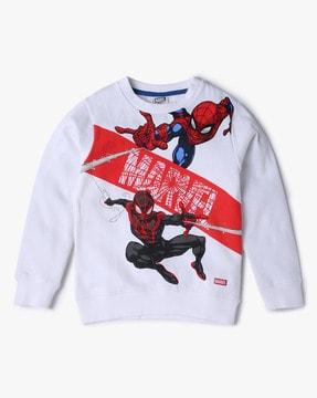 spiderman print crew-neck sweatshirt