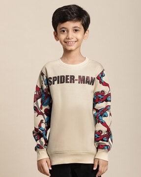 spiderman print crew-neck sweatshirt