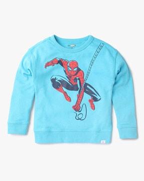 spiderman print round-neck sweatshirt
