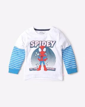 spiderman print round-neck t-shirt