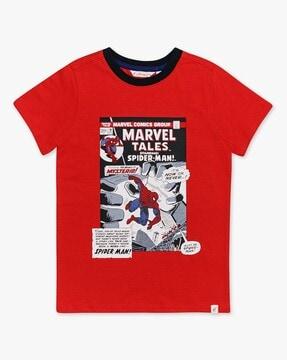 spiderman print round-neck t-shirt