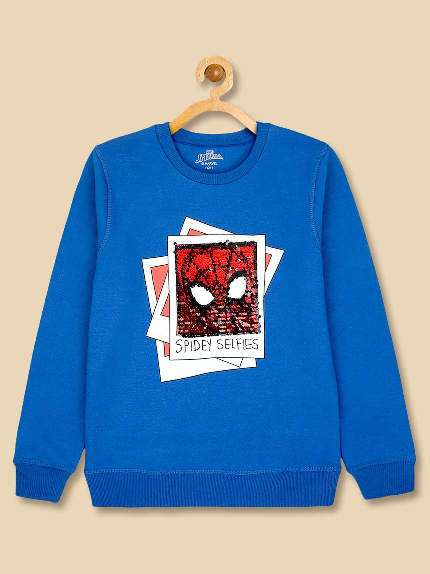 spiderman printed blue sweatshirt for boys