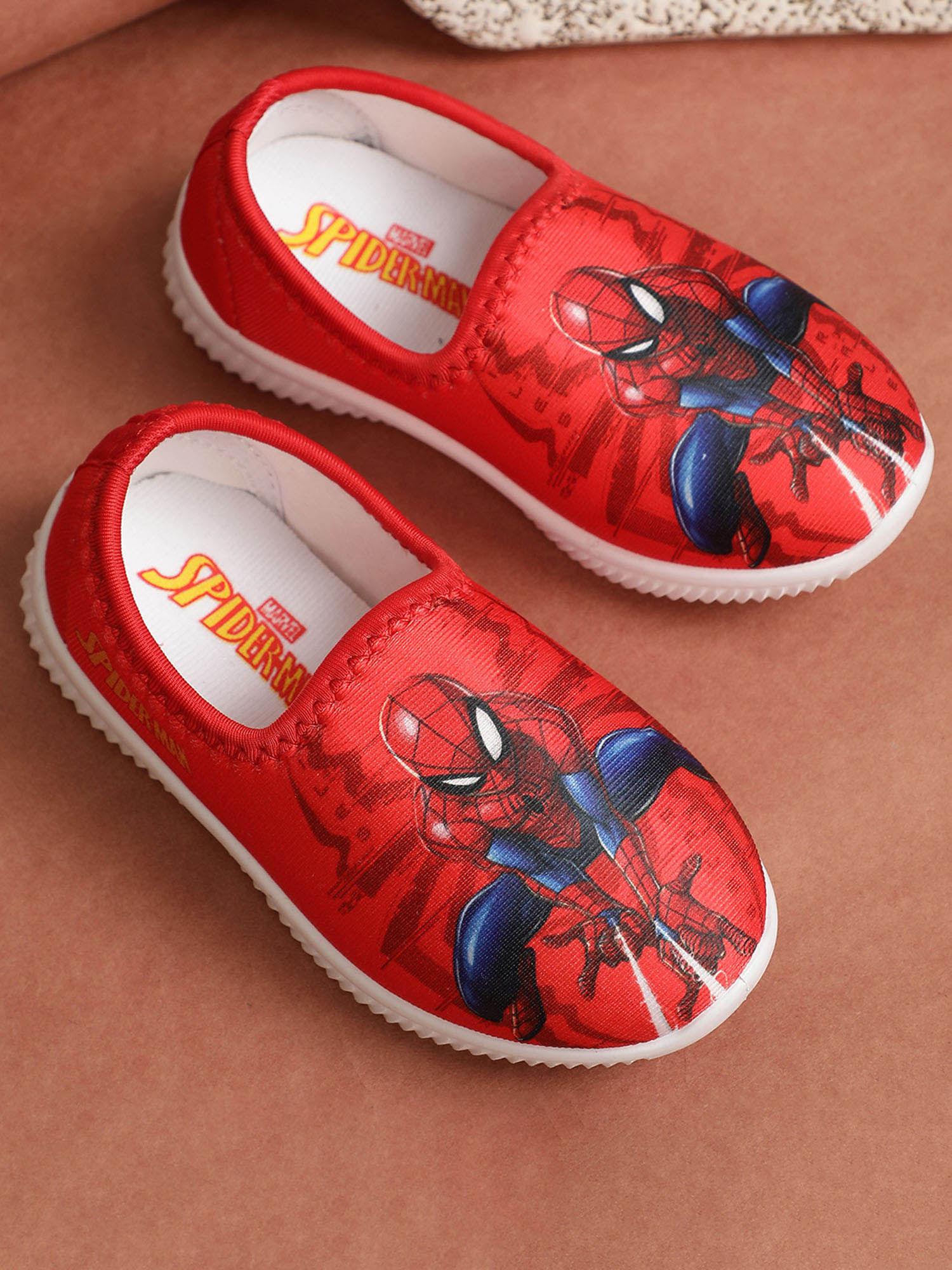 spiderman printed kids boys red sneakers