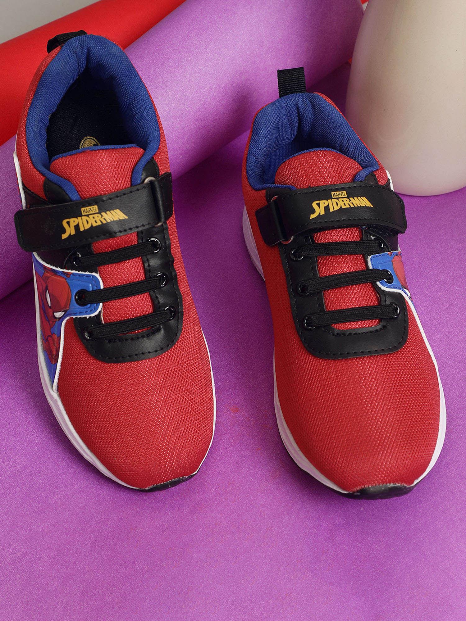 spiderman printed kids boys red sneakers