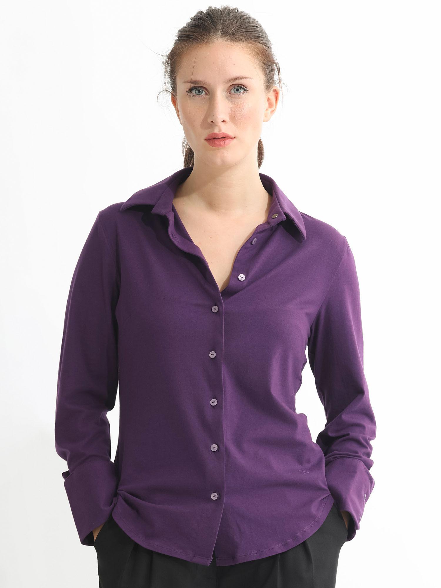 spie dark purple solid shirt