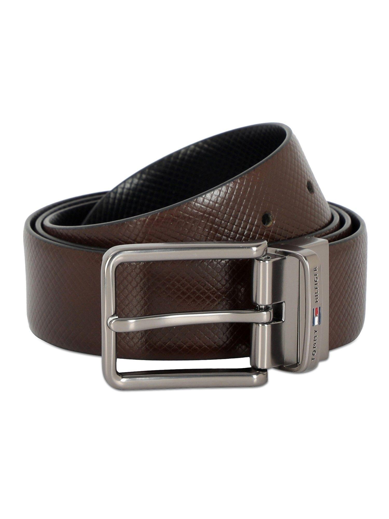 spier mens leather reversible belt textured brown & black