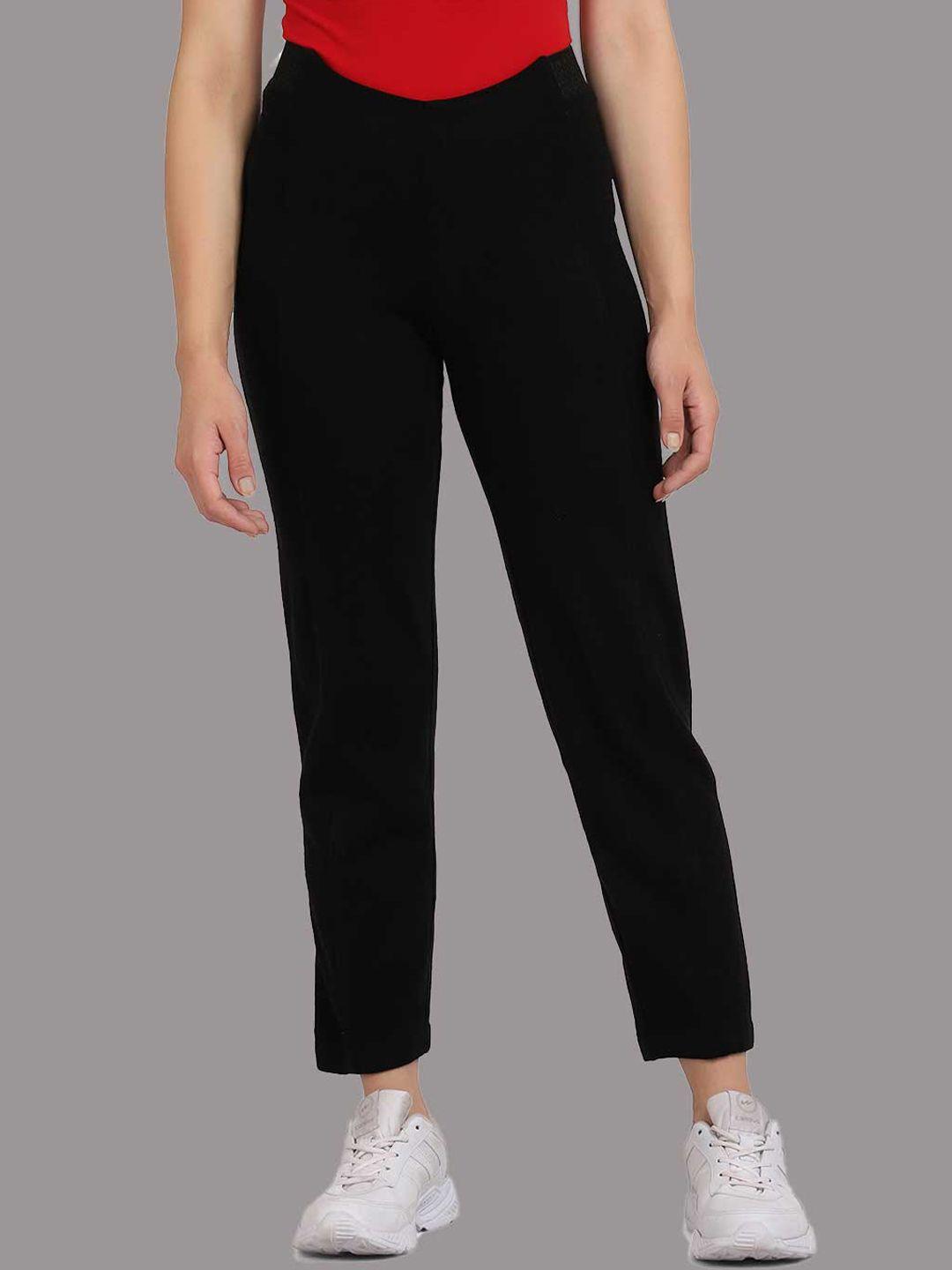 spiffy women black original straight fit high-rise acrylic trouser