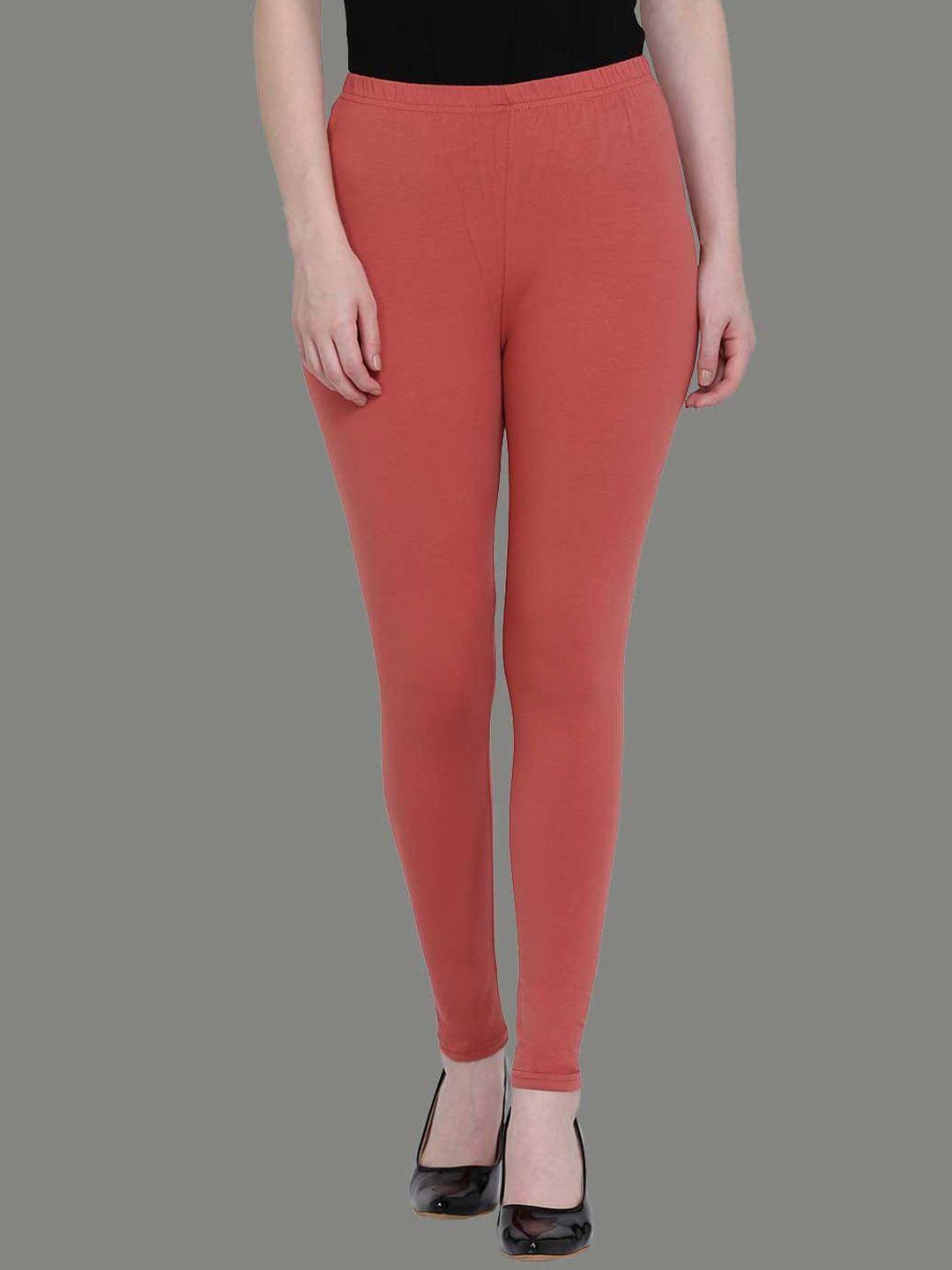 spiffy women rust solid ankle length leggings