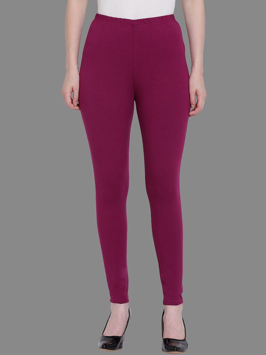 spiffy women violet solid ankle-length leggings