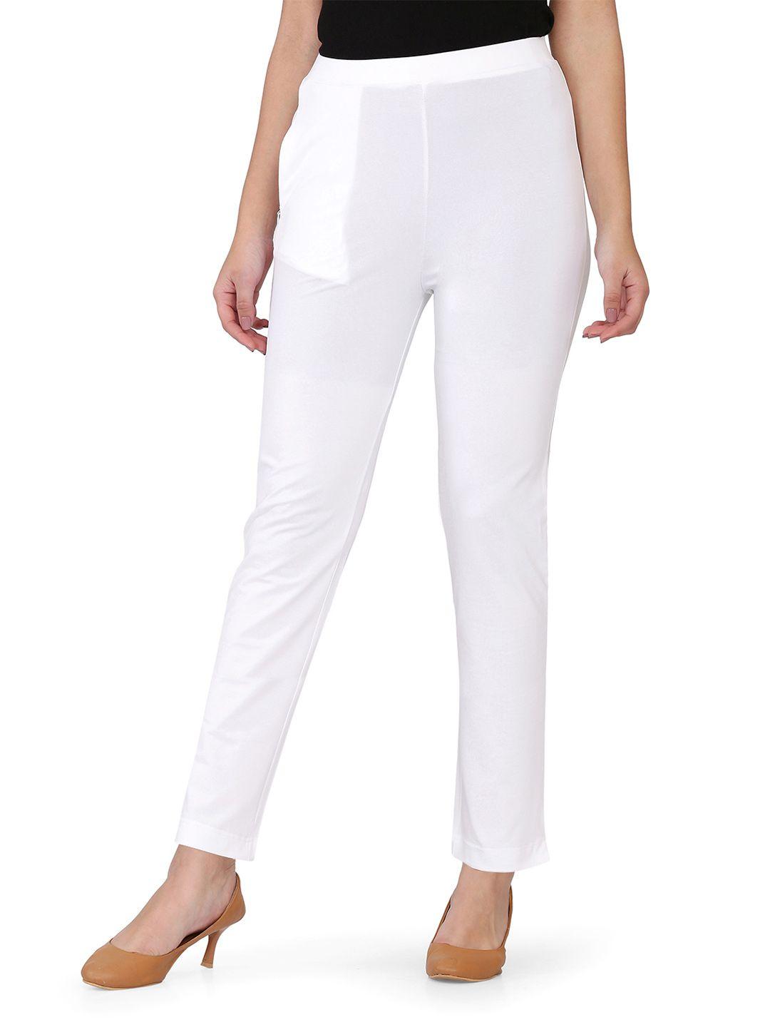 spiffy women white relaxed straight leg straight fit trousers