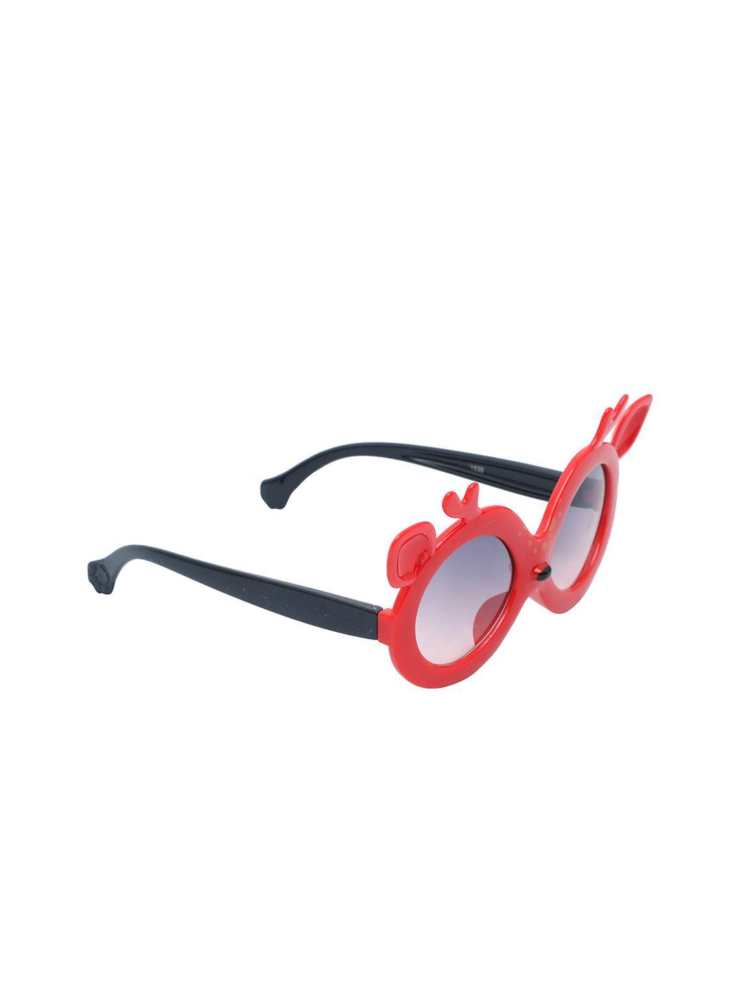 spiky girls grey lens & red oval sunglasses with uv protected lens 1535_red_black