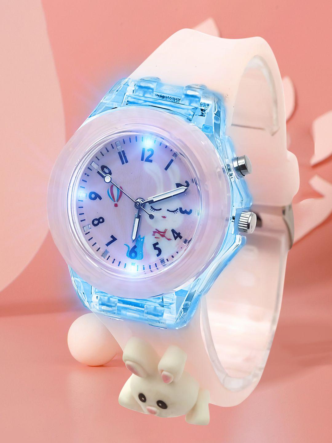 spiky unisex kids pink printed dial & pink straps analogue watch
