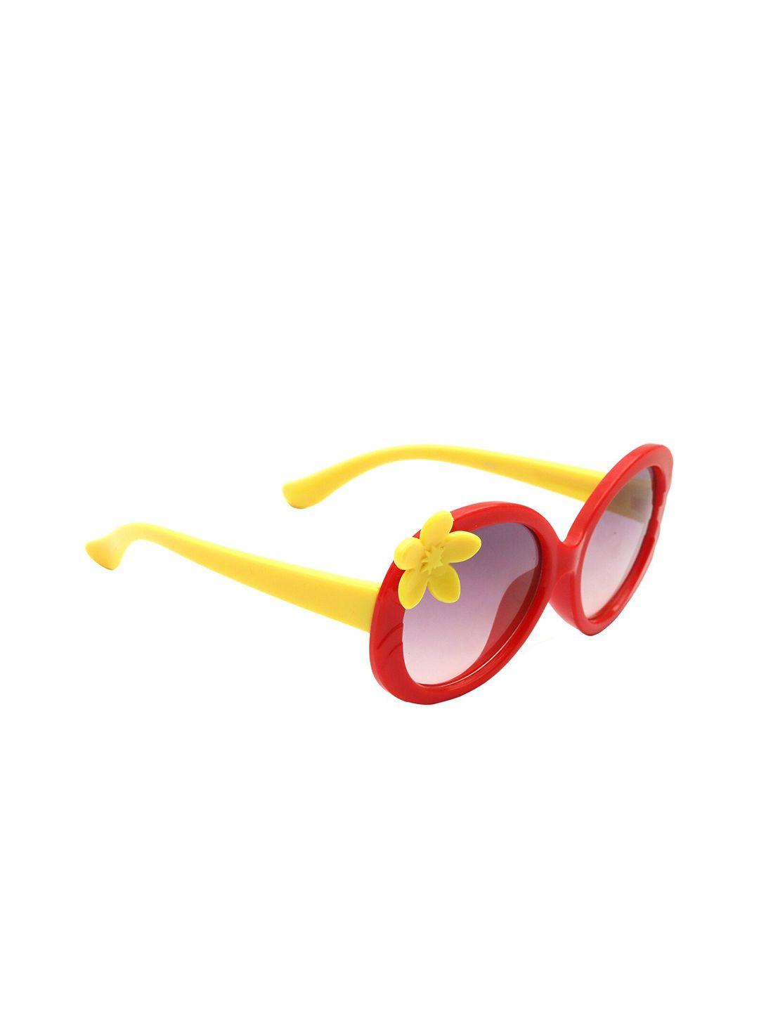 spiky girls red full-rim oval sunglasses