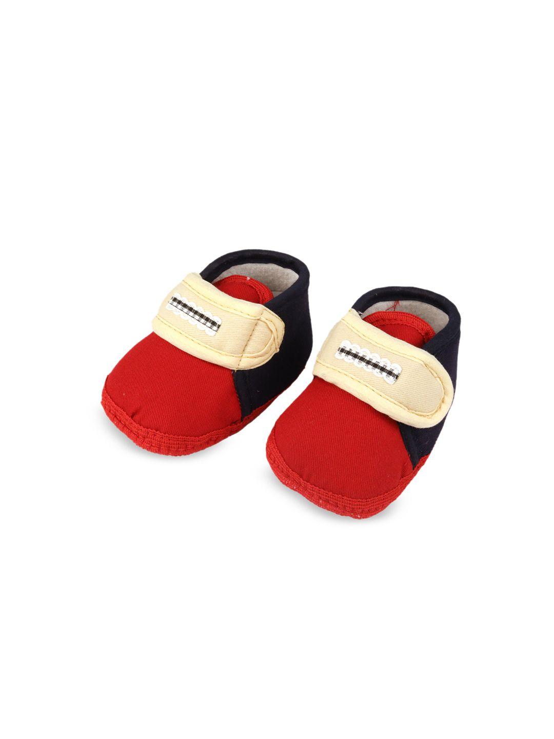 spiky infant kids red solid cotton booties