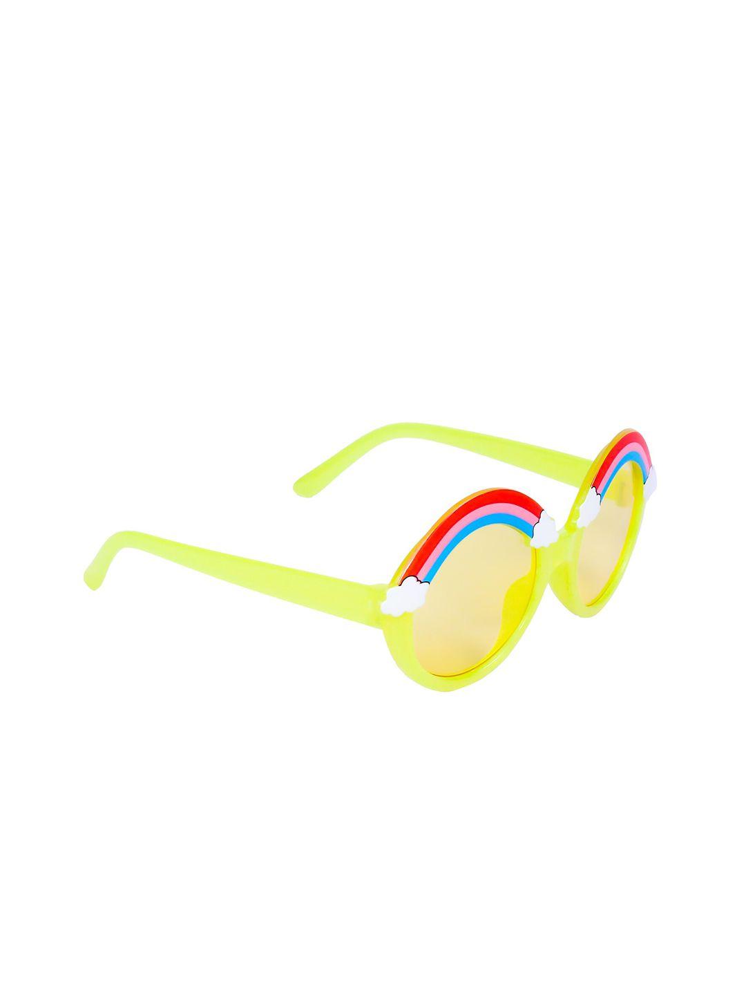 spiky unisex kids yellow lens & yellow round sunglasses with uv protected lens