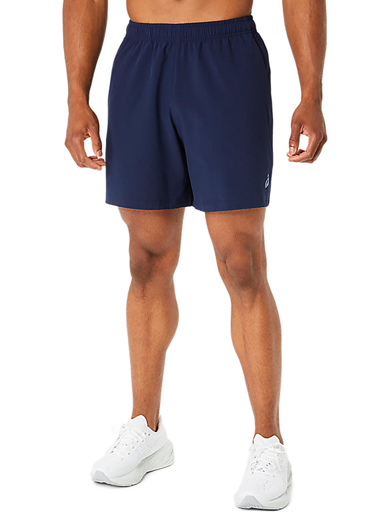 spiral embroidery 7in woven men blue shorts