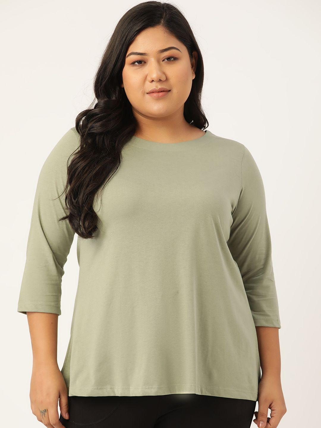 spirit animal olive green solid plus size cutout back top